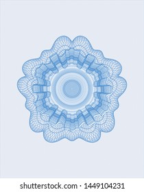 Light blue rosette or money style emblem. Vector Illustration. Detailed.