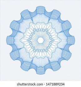 Light blue rosette (money style emblem). Vector Illustration. Detailed.