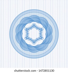 Light blue rosette or money style emblem. Vector Illustration. Detailed.