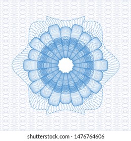 Light blue rosette or money style emblem. Vector Illustration. Detailed.