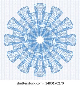Light blue rosette (money style emblem). Vector Illustration. Detailed.