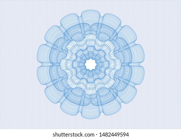 Light blue rosette or money style emblem. Vector Illustration. Detailed.
