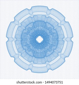 Light blue rosette or money style emblem. Vector Illustration. Detailed.