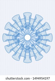 Light blue rosette (money style emblem). Vector Illustration. Detailed.