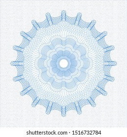 Light blue rosette or money style emblem. Vector Illustration. Detailed.