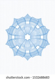Light blue rosette or money style emblem. Vector Illustration. Detailed.