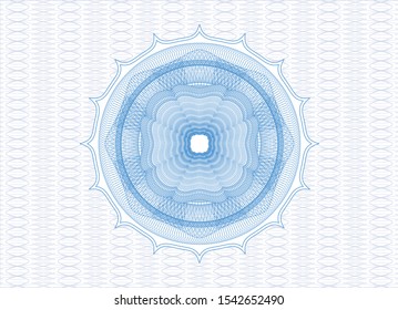Light blue rosette or money style emblem. Vector Illustration. Detailed.