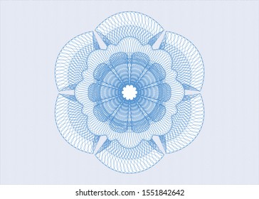 Light blue rosette or money style emblem. Vector Illustration. Detailed.