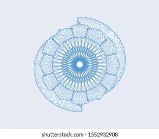 Light blue rosette (money style emblem). Vector Illustration. Detailed.