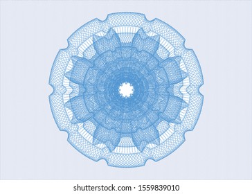 Light blue rosette (money style emblem). Vector Illustration. Detailed.