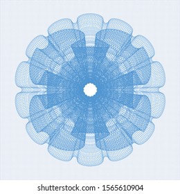 Light blue rosette or money style emblem. Vector Illustration. Detailed.