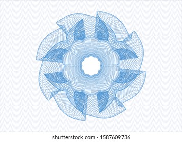 Light blue rosette or money style emblem. Vector Illustration. Detailed.