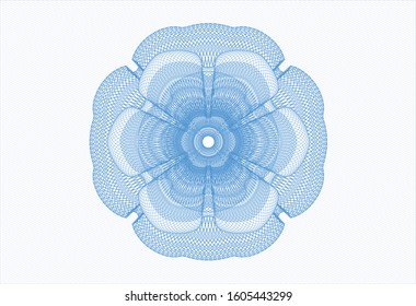 Light blue rosette or money style emblem. Vector Illustration. Detailed.