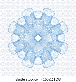 Light blue rosette (money style emblem). Vector Illustration. Detailed.
