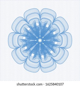 Light blue rosette (money style emblem). Vector Illustration. Detailed.