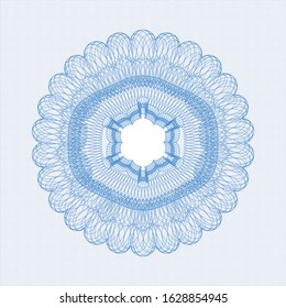 Light blue rosette (money style emblem). Vector Illustration. Detailed.