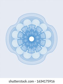 Light blue rosette or money style emblem. Vector Illustration. Detailed.