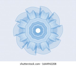 Light blue rosette or money style emblem. Vector Illustration. Detailed.