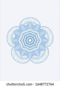 Light blue rosette or money style emblem. Vector Illustration. Detailed.