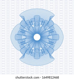 Estampilla azul claro o emblema tipo dinero. Ilustración vectorial. Detallado.