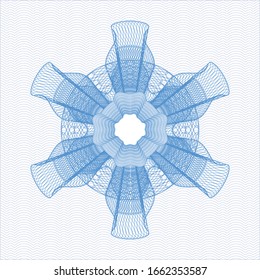 Light blue rosette (money style emblem). Vector Illustration. Detailed.