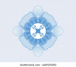 Light blue rosette (money style emblem) with air drone icon inside