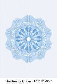 Light blue rosette or money style emblem. Vector Illustration. Detailed.