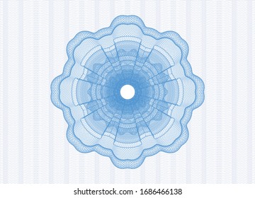 Estampilla azul claro o emblema tipo dinero. Ilustración vectorial. Detallado.