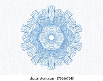 Rosette azul claro (emblema del estilo del dinero). Ilustración vectorial. Detallado. 
