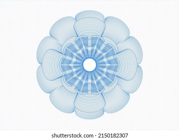 Estampilla azul claro o emblema del estilo del dinero. Ilustración vectorial. Detallado. 