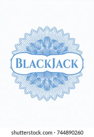 Light blue rosette with text BlackJack inside