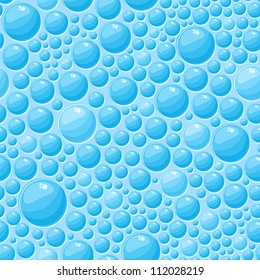 Light Blue Round Bubbles in Seamless Vector Pattern