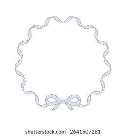 Light blue round ribbon frame with soft curves and a cute bow at the bottom. Perfect for baby boy cards, invitations, gift tags, and gentle decorative designs.

