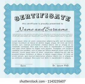 Light blue Sample Certificate. Beauty design. Customizable, Easy to edit and change colors. Easy to print. 