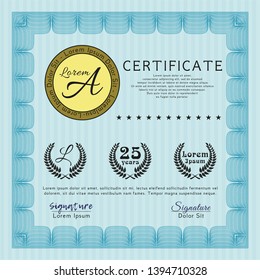 Light blue Sample Certificate. Customizable, Easy to edit and change colors. With quality background. Artistry design. 