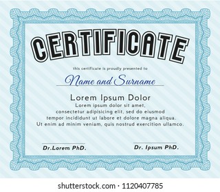 Light blue Sample Certificate. Perfect design. Customizable, Easy to edit and change colors. With quality background. 