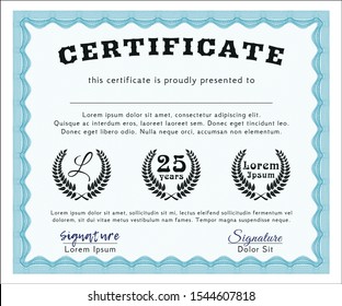 Light blue Sample Certificate. With quality background. Good design. Customizable, Easy to edit and change colors. 