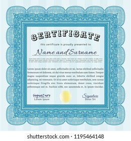 Light blue Sample Diploma. With background. Perfect design. Customizable, Easy to edit and change colors. 