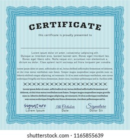 Light blue Sample Diploma. Customizable, Easy to edit and change colors. With background. Perfect design. 