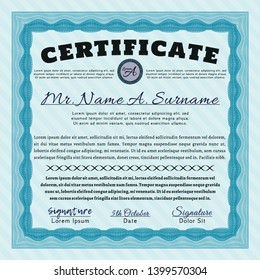 Light blue Sample Diploma. Customizable, Easy to edit and change colors. With quality background. Modern design. 