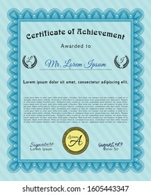 Light blue Sample Diploma. Customizable, Easy to edit and change colors. Easy to print. Money Pattern. 