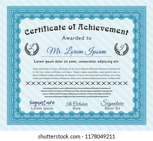 Blue Certificate Diploma Template Superior Design Stock Vector (Royalty ...