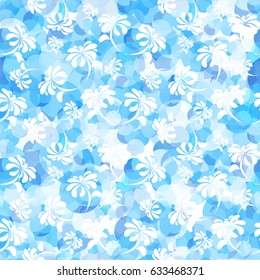 Light blue seamless floral pattern. Abstract background. Vector illustration