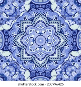 Light blue seamless pattern. Ornamental monochrome background