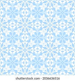 Light blue seamless pattern with snowflakes.