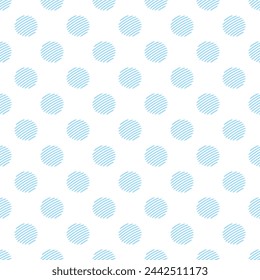 Light blue seamless polka dot pattern vector, White background. Pencil drawing style