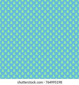 Light blue seamless retro stylized pine tree forest pattern background - vector Christmas decoration graphic design