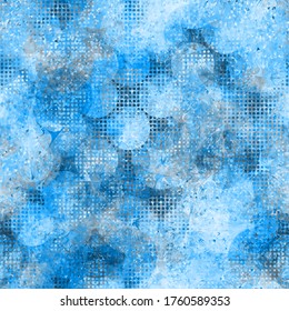 Light blue seamless texture with circles and halftone. Abstract vector background for web page, banners backdrop, fabric, home decor, wrapping