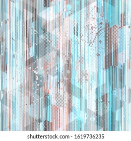 Light blue seamless texture from geometric elements and blots. Abstract vector background for web page, banners backdrop, fabric, home decor, wrapping