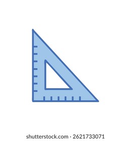 Light blue set square against a solid White Background, illustrating geometrical concept in a flat style.